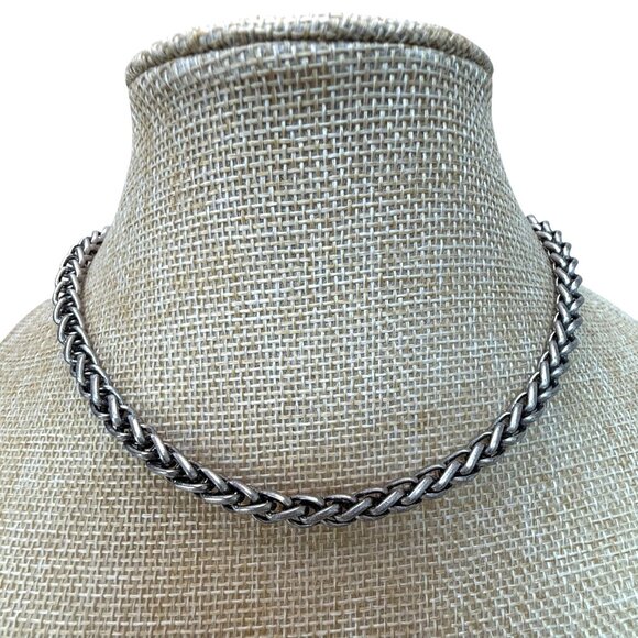 Premier Designs Oxidized Silver-Tone Wheat Chain Necklace 20 Inch With Lobster C - Picture 1 of 8